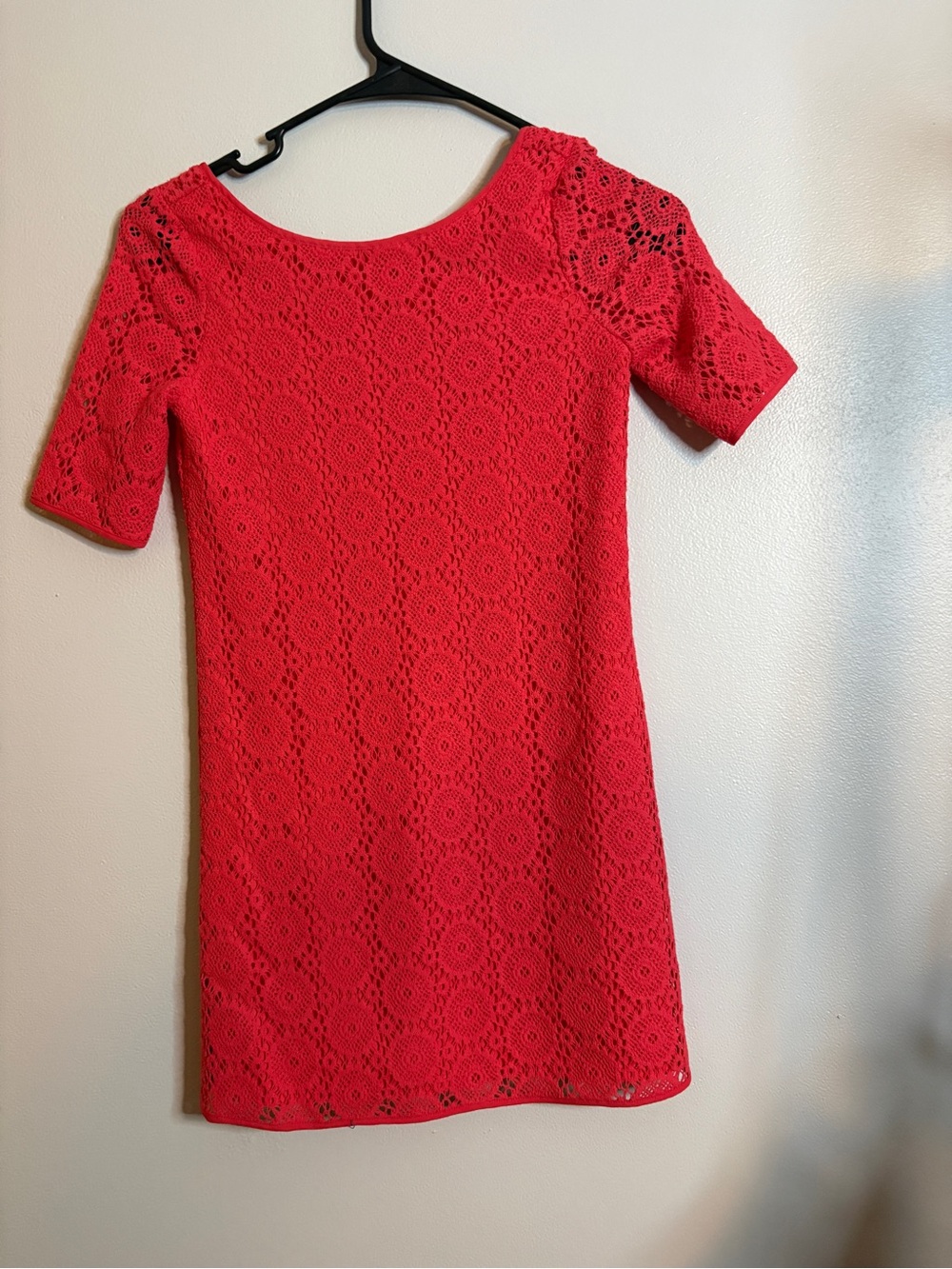 Lilly Pulitzer Red Crochet Lace Short Sleeve Shift Dress